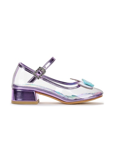 Kiko Kids Unicorn Kız Çocuk Topuklu Abiye Şeffaf Ayakkabı Lila Lila