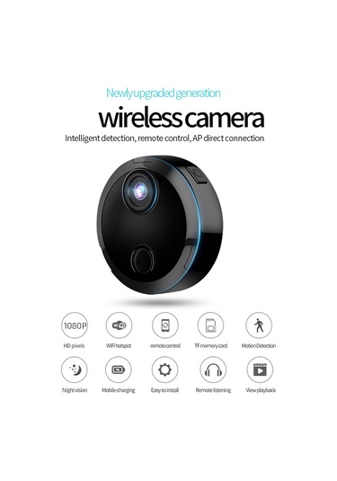 Yunboo Kablosuz Akıllı Güvenlik Kamerası - 1080p Gece Görüşlü, Hareket Algılamalı, Mobil Uygulama Kontrollü Siyah