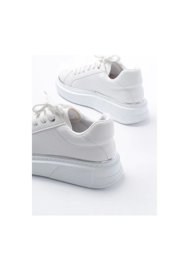 Rs-2435 Beyaz Gümüş Bağcıklı Dikişli Günlük Spor Ayakkabı Beyaz