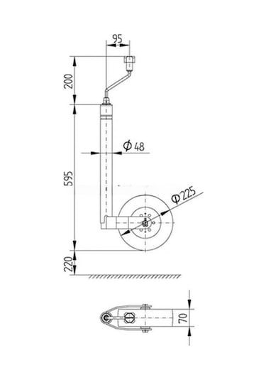 Knott Destek Tekeri Pilot Teker  Geniş Taban 150 KG 48 MM