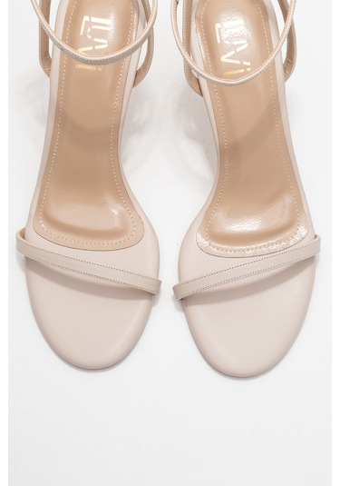 Jasmin Bej Cilt Tek Bantlı Kadın Topuklu Ayakkabı Bej