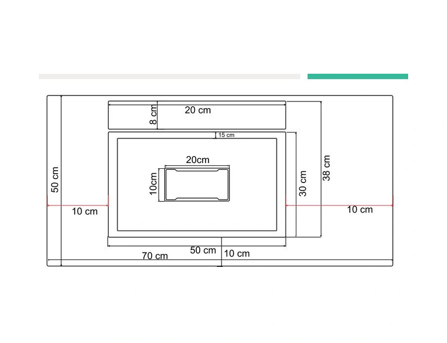Real Stone Flatstone 70x50 Beyaz Etajerli Granit Banyo Lavabosu Beyaz