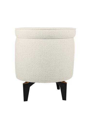 Gazzini Furniture Rio Retro Ayaklı Sandıklı Silindir Dekoratif Puf - Beyaz