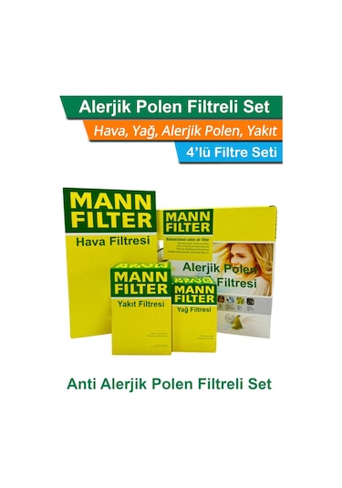 Vw Jetta 1.2 1.4 Tsı Mann Filtre Bakım Seti 2015-2018 Bmt Hava+yağ+yakıt+a.alerjik Polen