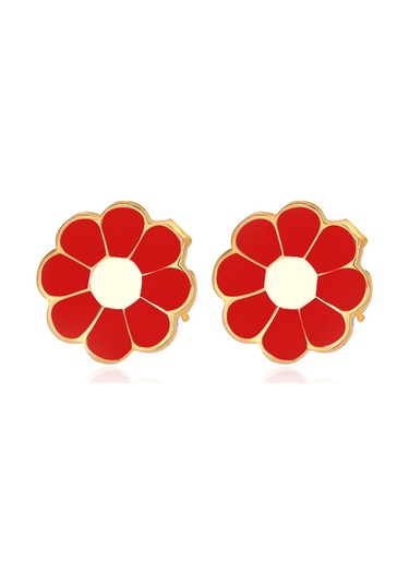 Emılıano Jewellery 925 Ayar Mineli Çiçek Küpe Gold - Gümüş