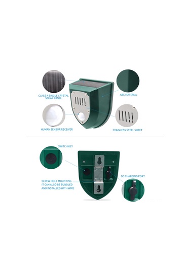 Singree Güneş Enerjili Ultrasonik Hayvan Kovucu - Pır Sensörlü, Ip55 Su Geçirmez, 8m Algılama 112 Karakter