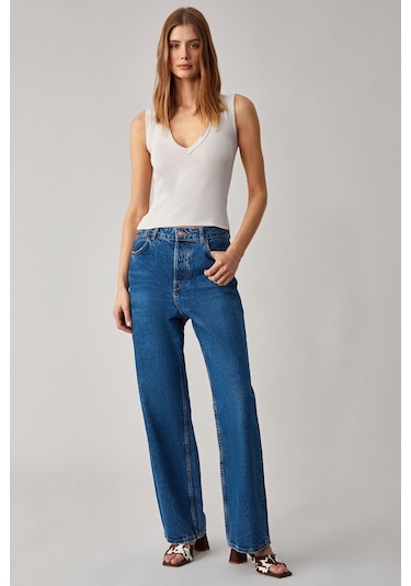 Lescosa Kadın Slim V Yaka Kolsuz Taş Rengi Bluz