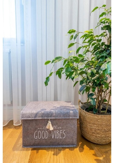 Keçe Kapaklı Düzenleyici Kutu Gri 35x23x23cm Gri-beyaz