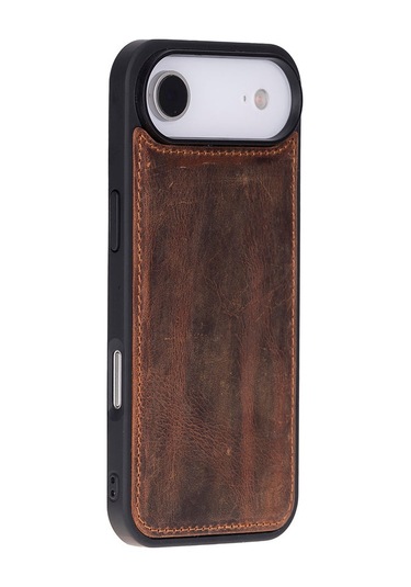 Bloomcase Magic Wallet Mahogany Saddle Hakiki Deri İphone Uyumlu 17 Air 6.5" Cüzdanlı Telefon Kılıfı Kahverengi