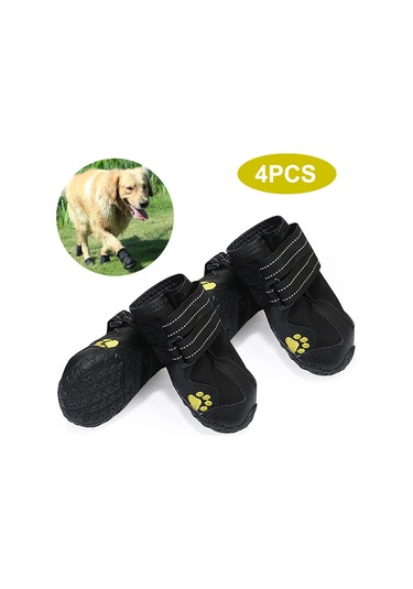 Qingmipy Köpekler İçin Dışarıda Kullanım Botları - Su Geçirmez, Kaymazlı, Havalandırmalı, Yansıtıcı 4 Numara