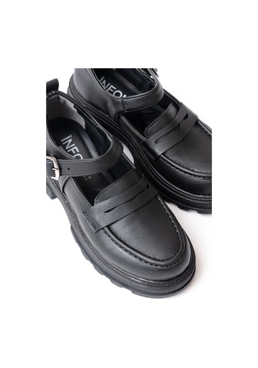 Siyah Kadın Günlük Yüksek Tabanlı Loafer Ayakkabı Siyah