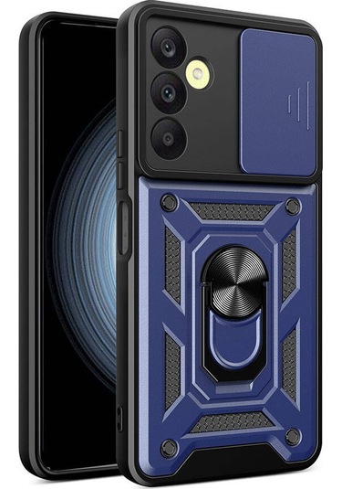 Samsung Galaxy A35 Uyumlu Kılıf Kamera Koruma Sürgülü Antishock Magnetic Yüzüklü Standlı Kapak