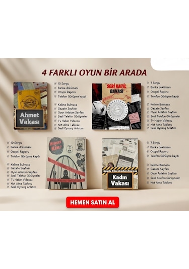 Dedektiflik Oyunu Dört Farklı Dava Pakedi Bir Arada