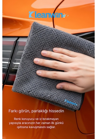 Lucid Mikrofiber Araba Cam Bezi 50x70 Cm 240 Gsm Gri, İz Bırakmaz Cam Silme Ve Kurulama Bezi