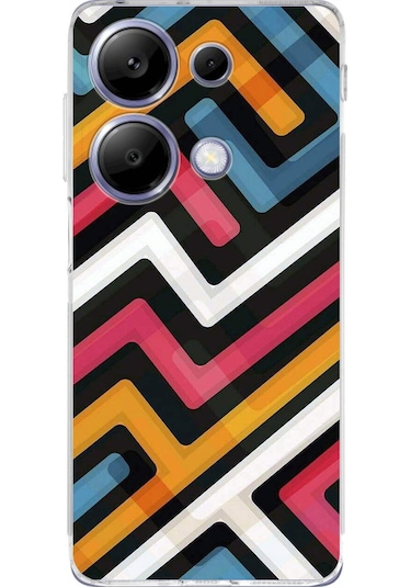 Xiaomi Redmi Note 13 Pro 4g Uyumlu Kamera Korumalı Labirent Grafiti Tasarımlı Kılıf Şeffaf