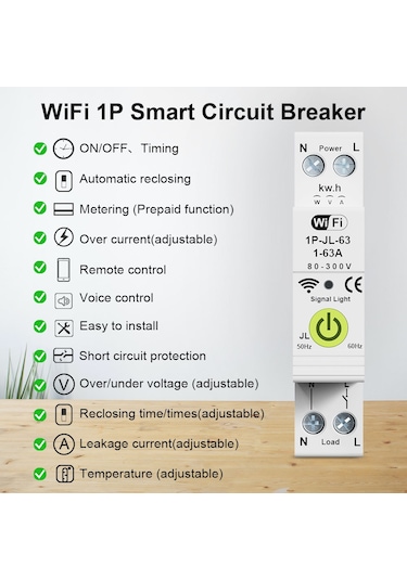 Tuya Wifi Akıllı Devre Kesici Açık Kapalı Zamanlama E25217