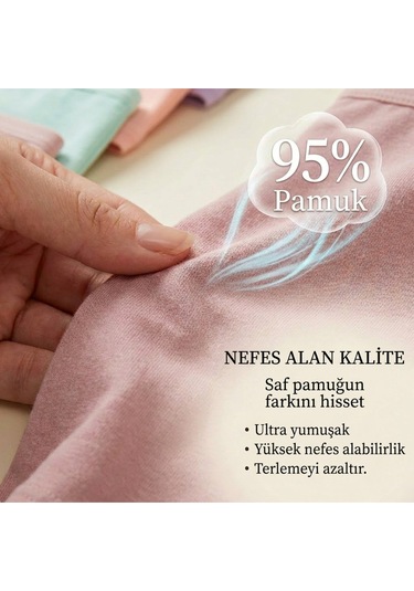 Nicoletta Kadın Külot 5 Li Paket Yüksek Bel Pamuklu Likrali Somon