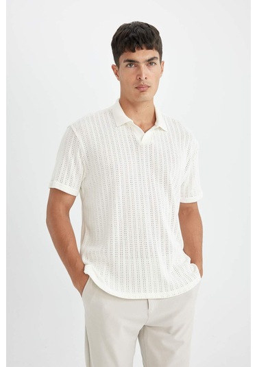 DeFacto Regular Fit Kısa Kollu Dokulu Triko Polo Tişört D4810AX24SMWT16