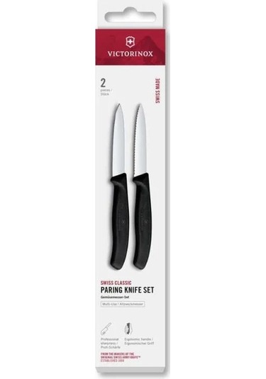 Victorinox 6.7693.2 Swiss Classic 2li Soyma Bıçağı Set, Siyah Siyah