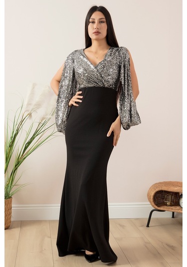 Kalopya Üst Pulpayet Alt Dalgıç Uzun Abiye Elbise 13086-