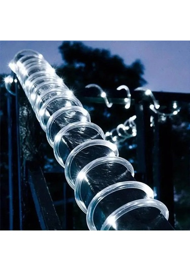 Hishopping Güneş Led Dize Işık 50led 8 Modlu Su Geçirmez Çit Dekor Işıkları 20wsoğuk Beyaz Soğuk Beyaz