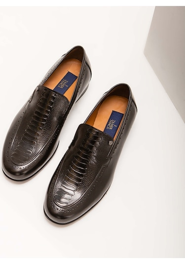 Tamer Tanca Erkek Hakiki Deri Siyah Bufalo Makosen Ayakkabı 477 48297 Erk Ayk Y22 Syh Bfl/syh Deve Siyah