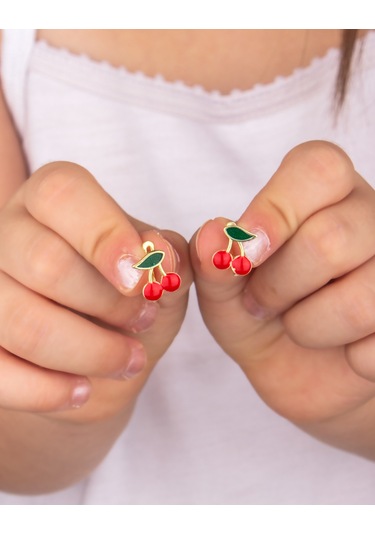 925 Ayar Gümüş Kiraz Çocuk Küpesi