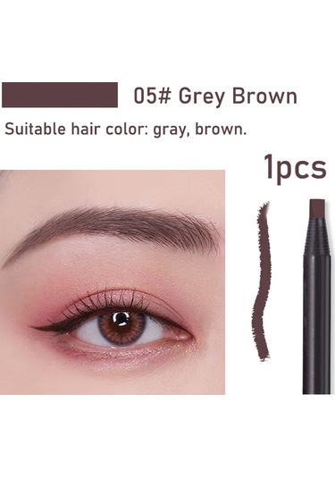 1 Adet Uzun Ömürlü Su Geçirmez Kaş Kalemleri Fırça İle Kapalı Kalıcı Makyaj 5 Gray Brown 0