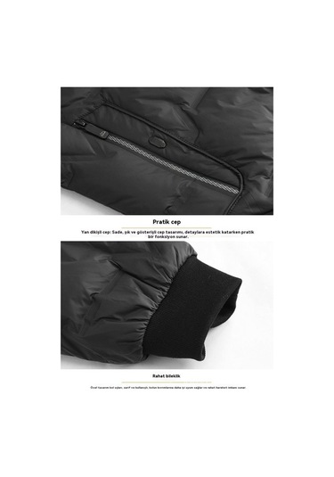 Yingfu Erkek Sonbahar/kış Kürk Yakalı Pamuklu Ceket Lacivert, Erkek Kış Moda Ceket Lacivert