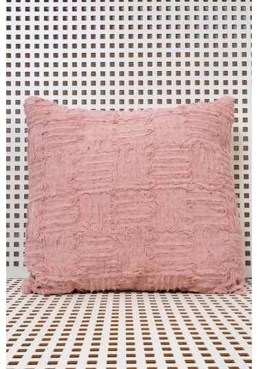 Peraluna Foam Pıllow Şifon Şerit Triko Yastık Kılıfı 45x45 Cm Pudra - Pudra