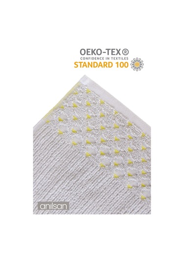 2'li Gri, Sarı Noktalı Havlu Set %100 Pamuk - 1 Adet El Havlusu 50x90 - 1 Adet Banyo Havlusu 70x120 Gri