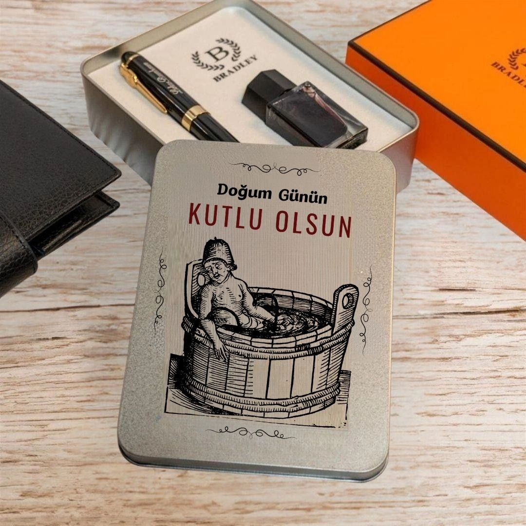 Kişiye Özel Metal Kutulu Şık Dolma Kalem Seti Doğum Günü Hediyesi Siyah