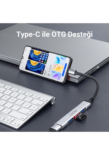 Veggieg K303 Type-C To USB 3.0 4 Port 3 USB 2.0 Ve 1 USB 3.0 Çoklayıcı Hub