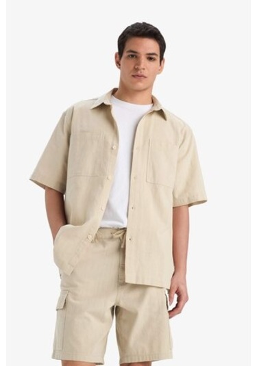 DeFacto %100 Pamuk Regular Kargo Cepli Keten Görünümlü Bermuda Şort E7799AX25SPBG430 DeFacto %100 Pamuk Regular Kargo Cepli Keten Görünümlü Bermuda Şort E7799AX25SPBG430