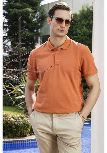 Buratti Pamuklu Regular Fit Düğmeli Erkek Polo Yaka T Shirt 5902127 Tarçın