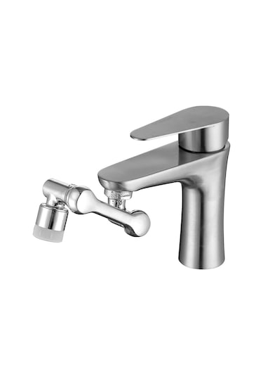 By Akcakese Krom 1080 Derece Dönebilen 2 Fonksiyonlu Musluk Ucu Gümüş