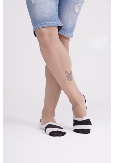 The Socks Company 3 Çift Özel Kutulu Silikon Destekli Erkek Babet Çorap Beyaz - Gri