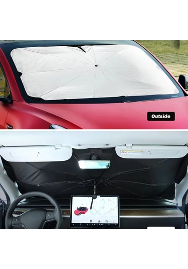 Chuangyinshop Tesla Model 3 Y 360 Derece Güneşlik Katlanır Uv Korumalı Oto Aksesuarı Sku12345678