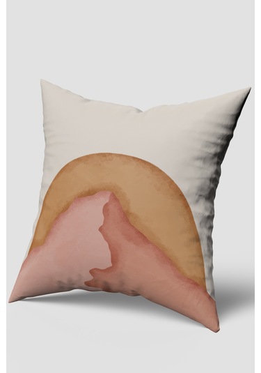 Krem Pembe Bohem Desenli Kırlent Kılıfı Kahverengi