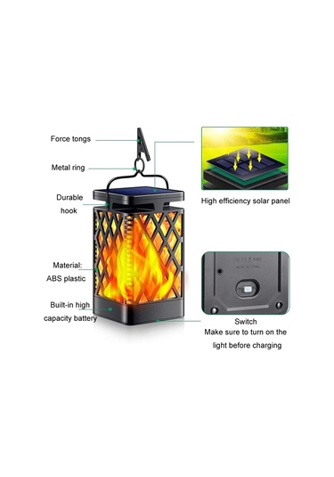 Sones İskelet Elmas Simülasyon Alev Işıkları Açık Hava Güneş Enerjili Led Bahçe Lambası, Güç: 0.6w
