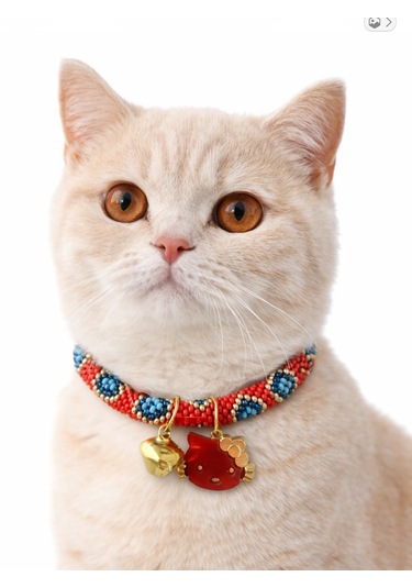 Chichibeads Kırmızı El Emeği Kedi Tasması