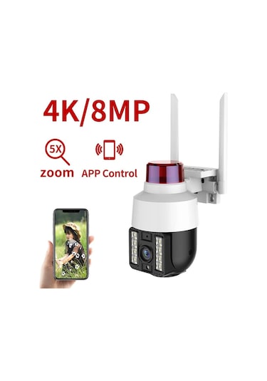 Teknomila Çakarlı 8mp 4k Speed Dome Kablosuz Dış Mekan Kamera 5x