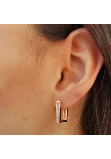 Bayan Gümüş U Küpe Rose