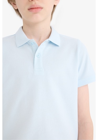 Defacto Erkek Çocuk Polo Yaka Basic Düz Pike Tişört K1689a625aube773 Mavi