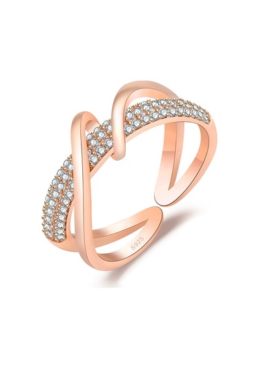 J357 Gold Plated Inlaid Fashion Index Finger Ring Rose Gold Çok Renkli