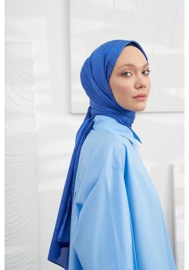 Armanda Jakarlı Şal - Kazayağı Desenli - Saks Saks