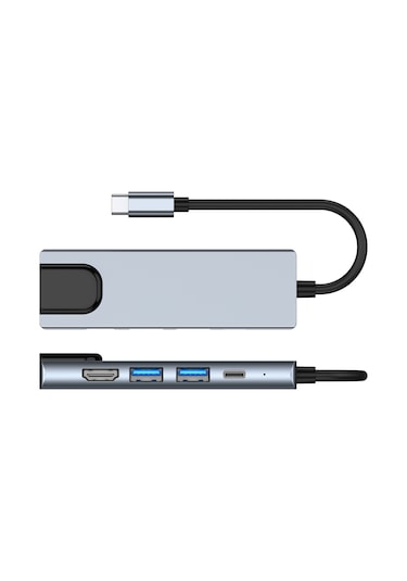 Maiyame Usb-c 5-in-1 Genişletme Dökümü - Hdmı 4k, Usb3.0, Usb2.0, Rj45 Ethernet, 87w Pd Şarj - Uzay Gri