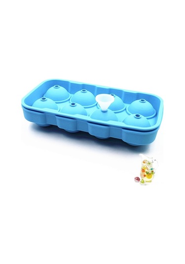 8'li Silikon Buz Kalıbı - Kolay Çıkarılabilir Kapaklı, Yuvarlak Buz Küpleri İçin Çok Renkli Çok Renkli
