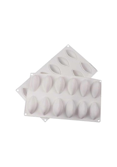 12 Kavite Silikon Kek Fondan Kalıbı Formu Quenelle Şekilli Kalıp Mus Kek Aracı - Wk Çok Renkli