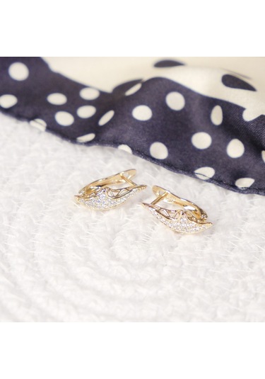 Lekka Design Kadın Zirkon Taşlı Lüks Ay Dede Küpe